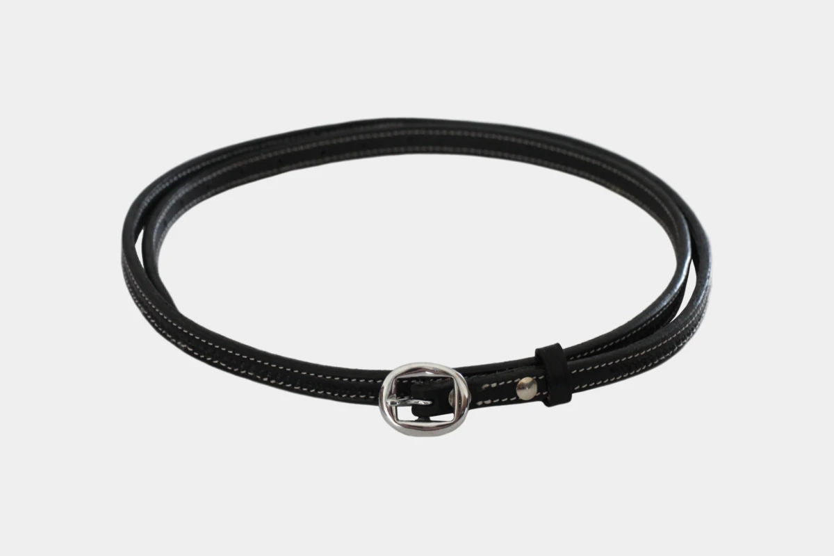 Cattlemans, GVR - Kehlriemen schmal grain tooling XL, leather, throat leather, strap, black