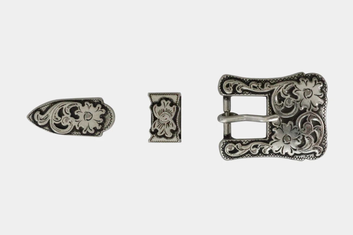 Cattlemans, GVR - Buckle set antique silver, loop, tip, Schnalle, Silber