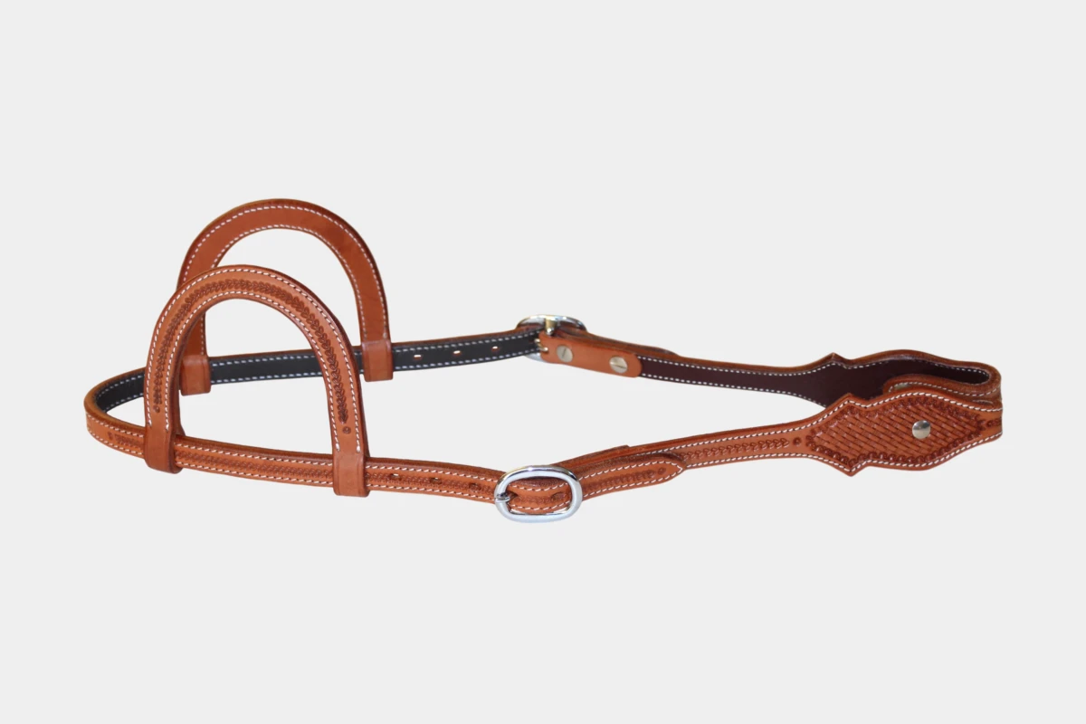 Cattlemans, GVR - Zweiohr scalloped basket tooling, Westerntrense, Quarter Horse, two ear, chestnut