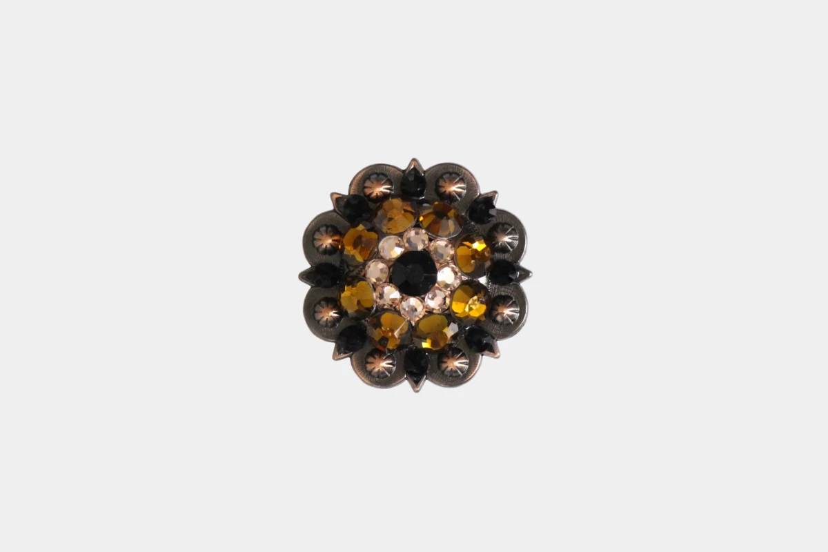 Cattlemans, GVR - Rhinestone concho crystal black tea, Strass, schwarz, pfirsich, orange, bernstein Cattlemans, GVR - Rhinestone concho crystal black tea, Strass, schwarz, pfirsich, orange, bernstein