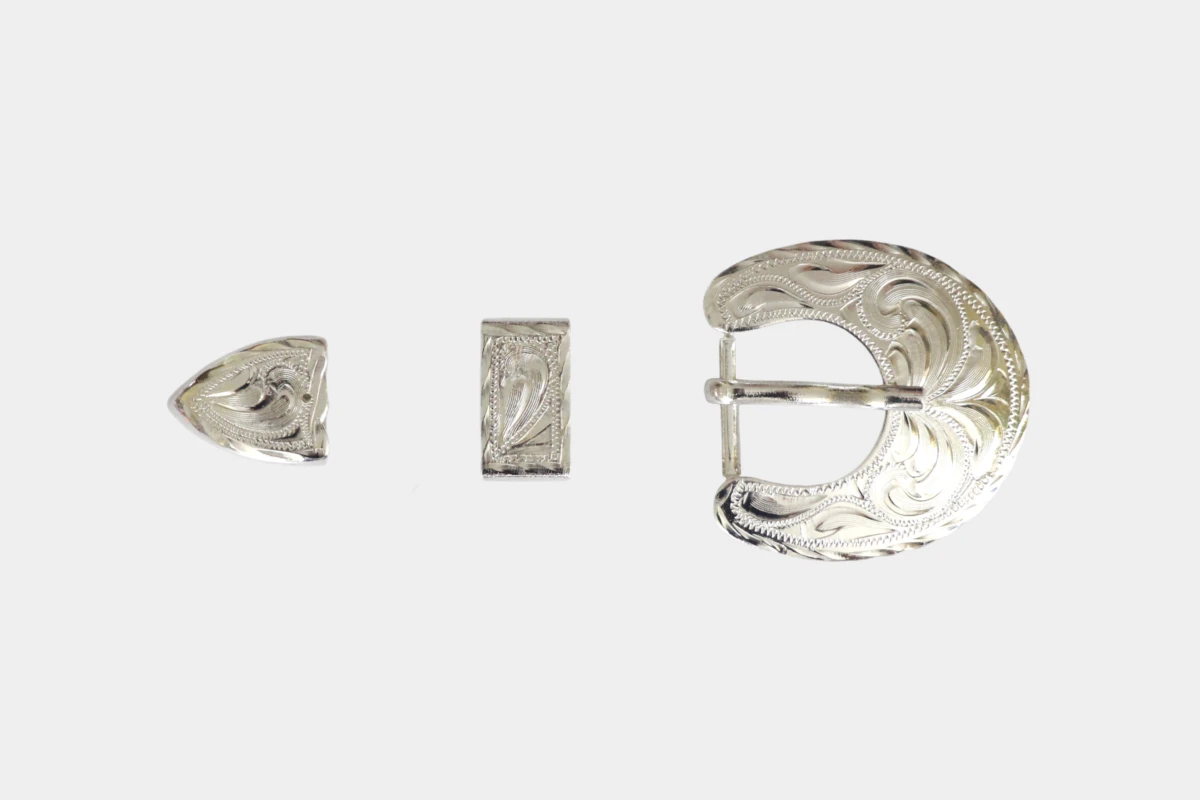 Hansen silver buckle set Oklahoma, loop, tip, Schnalle, Silber Hansen silver buckle set Oklahoma, loop, tip, Schnalle, Silber
