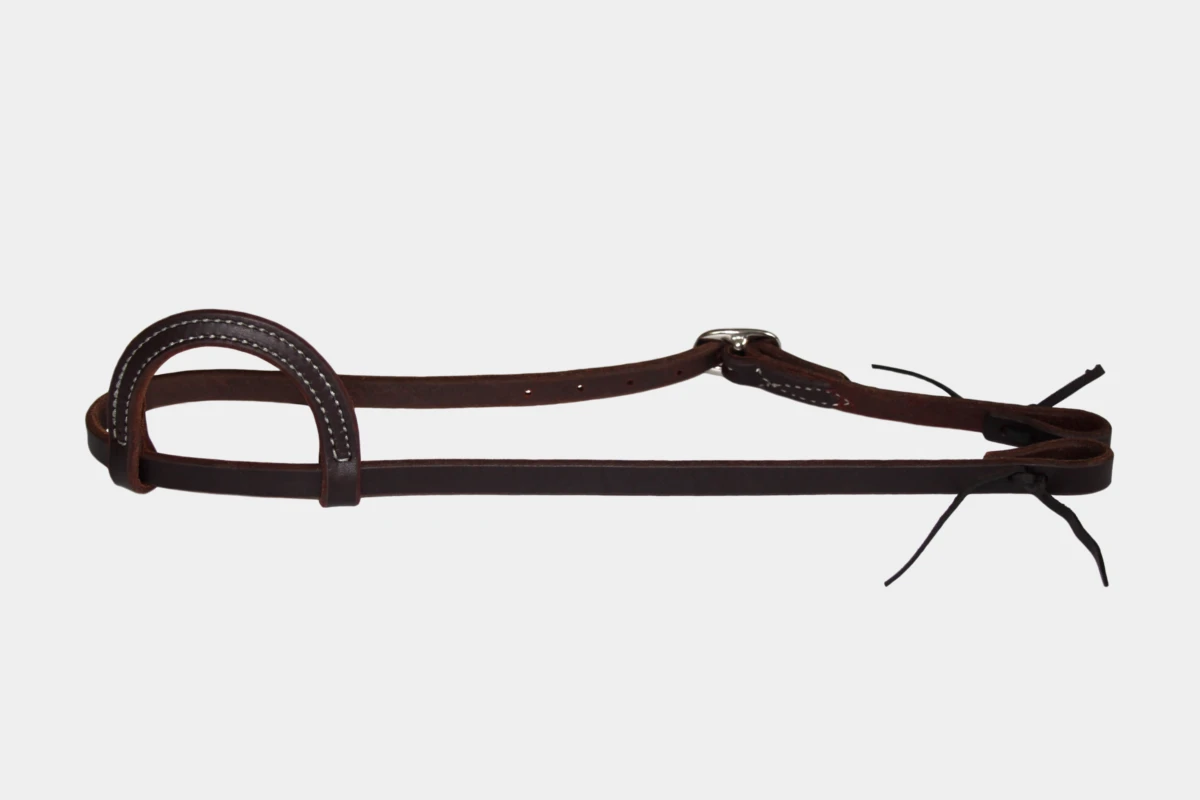 Berlin Custom Leather - Einohr dark oiled mit Edelstahlschnallen, Westerntrense, Western Kopfstück, Quarter Horse, one-ear Western headstall, stainless steel buckles