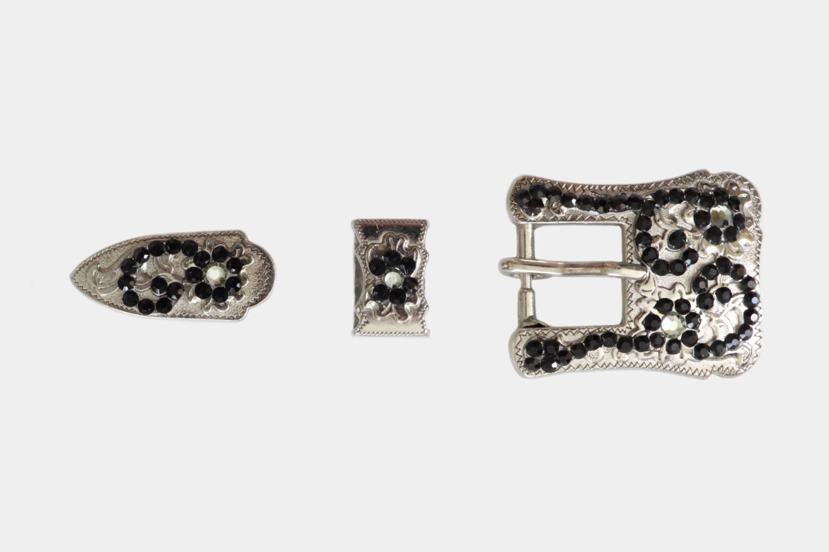 Cattlemans, GVR - Buckle set crystal black, loop, tip, Schnalle, Strass, schwarz Cattlemans, GVR - Buckle set crystal black, loop, tip, Schnalle, Strass, schwarz