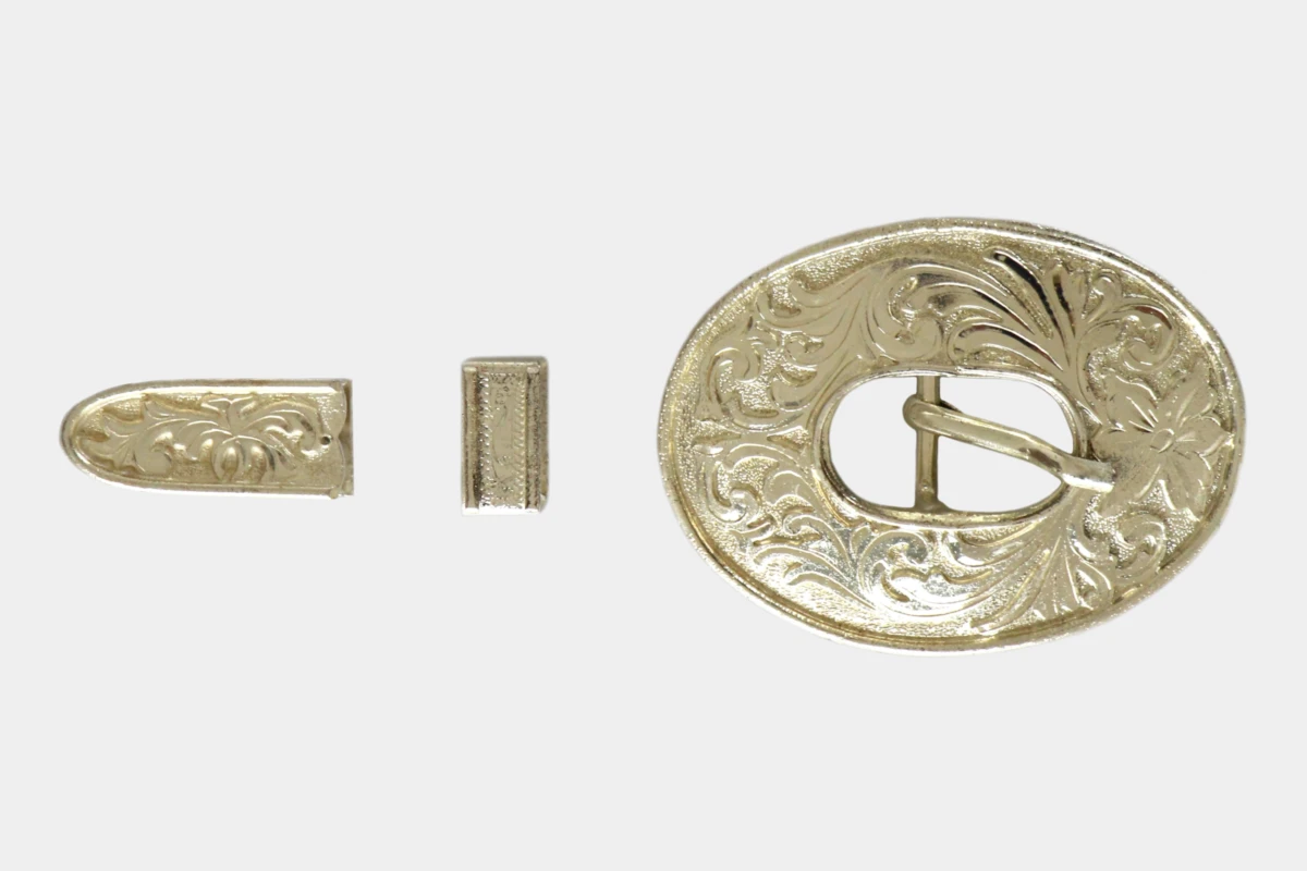 Cattlemans, GVR - Buckle set silver Seattle, schnalle, loop, tip, Silber Cattlemans, GVR - Buckle set silver Seattle, schnalle, loop, tip, Silber