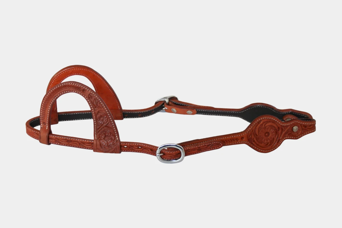 Cattlemans, GVR - Zweiohr round flower tooling, Westerntrense, Quarter Horse, two ear, chestnut