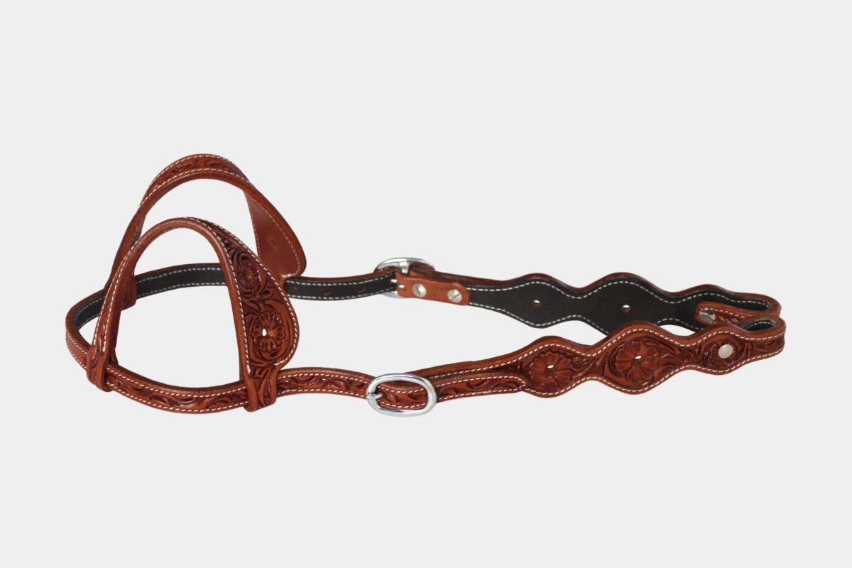 Cattlemans, GVR - Zweiohr fivefold flower tooling, Westerntrense, Quarter Horse, two ear, antique chestnut Cattlemans, GVR - Zweiohr fivefold flower tooling, Westerntrense, Quarter Horse, two ear, antique chestnut