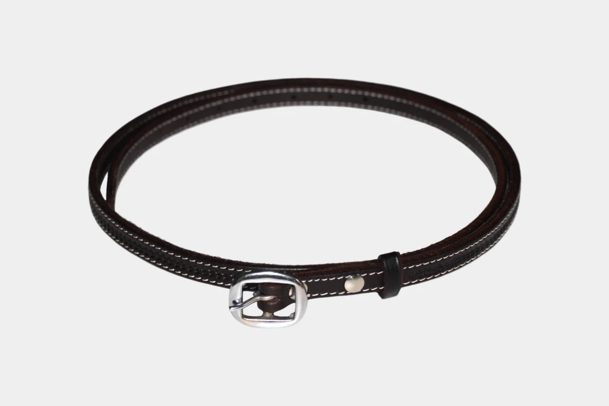 Cattlemans, GVR - Kehlriemen schmal grain tooling XL, leather, throat leather, strap, brown