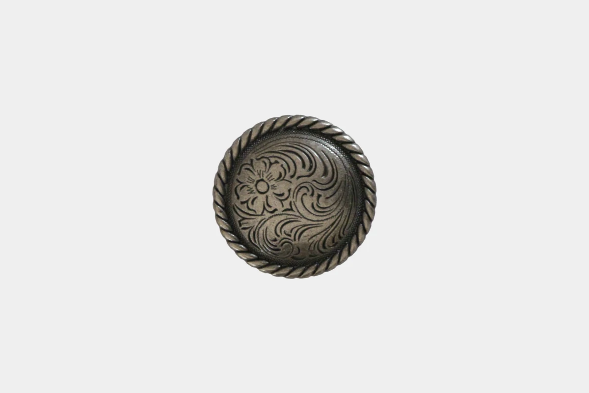 Concho grey flower roped, Seil, Blumen, steel, Stahl Concho grey flower roped, Seil, Blumen, steel, Stahl