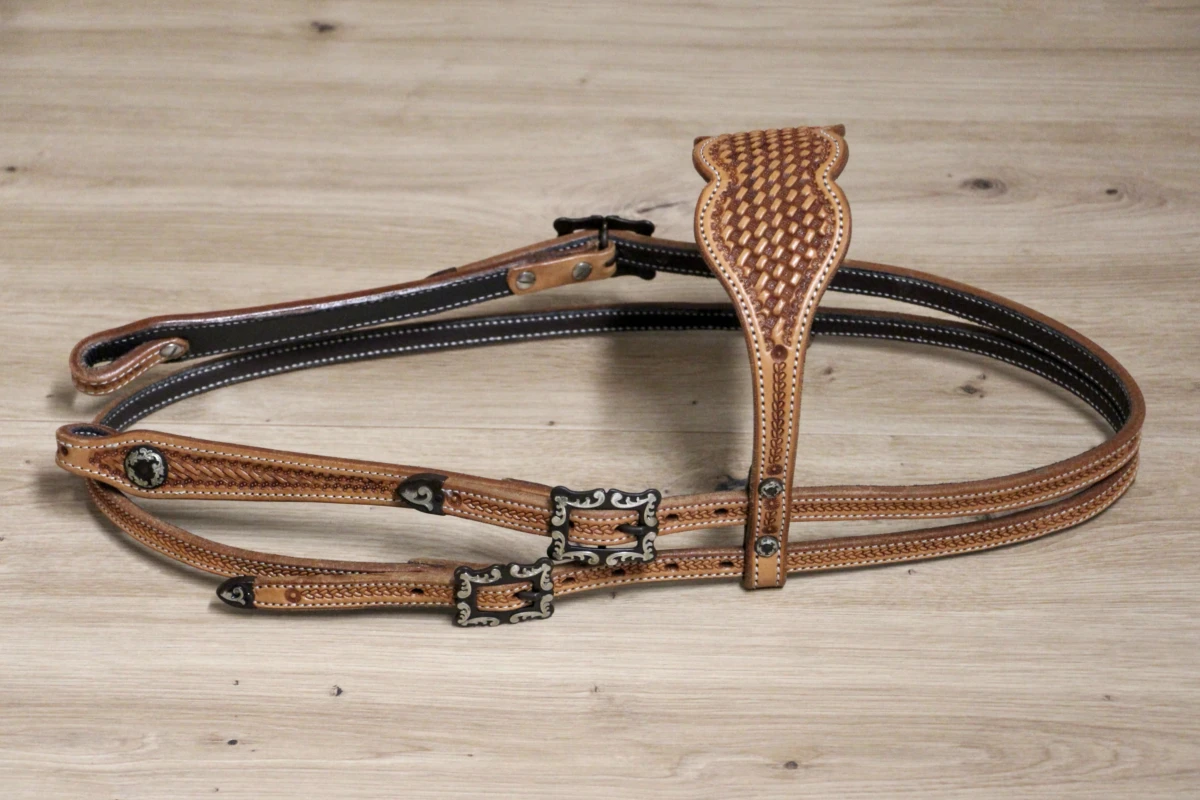Cattlemans, GVR - Unique Show Stirnband russet small teardrop and Brown steel Buckle Sets flower, Westerntrense, Quarter Horse, browband Cattlemans, GVR - Unique Show Stirnband russet small teardrop and Brown steel Buckle Sets flower, Westerntrense, Quarter Horse, browband