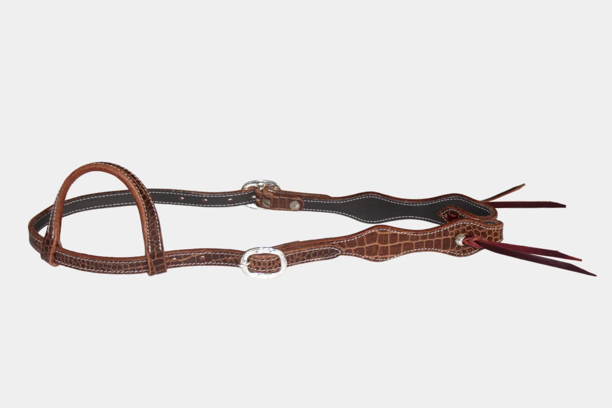 Cattlemans, GVR - Einohr curved all Croc Collection, Show, Westerntrense, Quarter Horse, one ear, brown