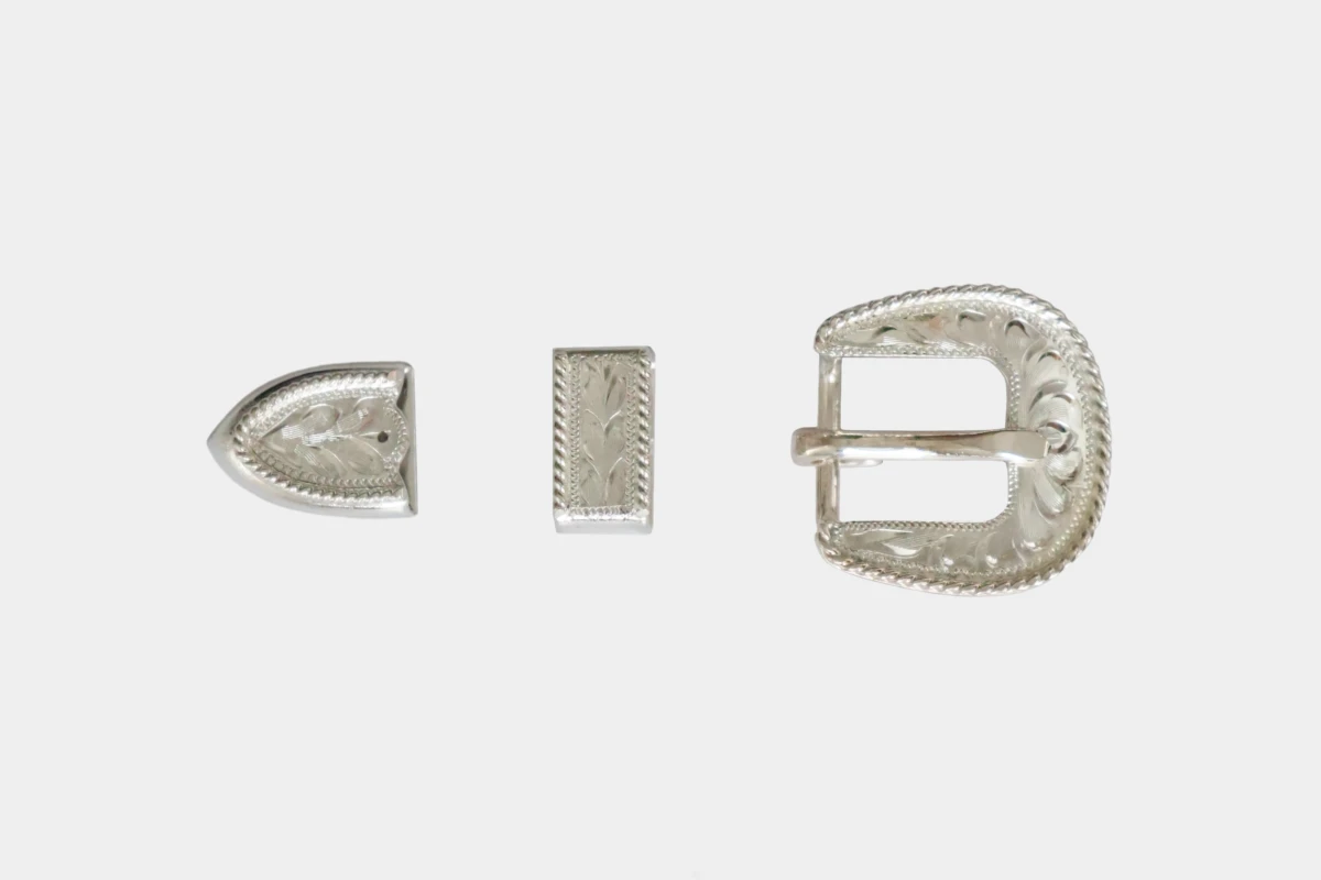 Hansen silver buckle set Santa Fe, loop, tip, Schnalle, Silber
