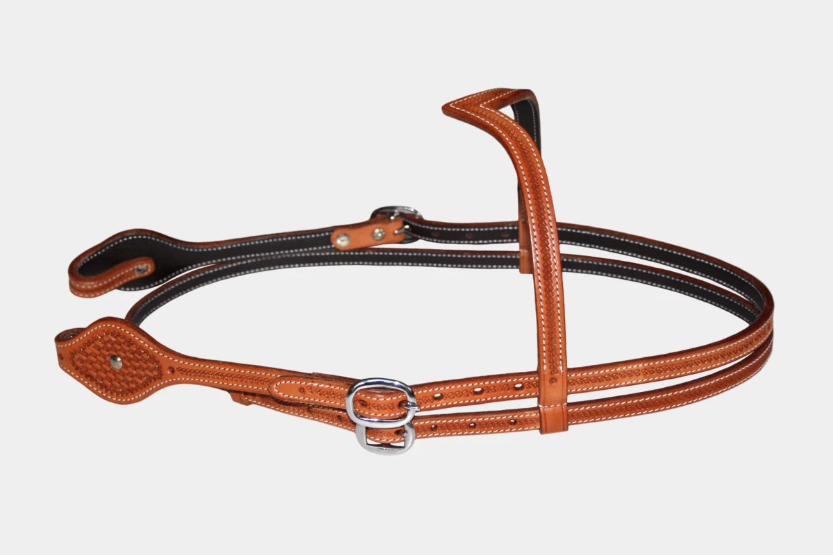 Cattlemans, GVR - V-Stirnband oval basket tooling, Westerntrense, Quarter Horse, v-browband, chestnut