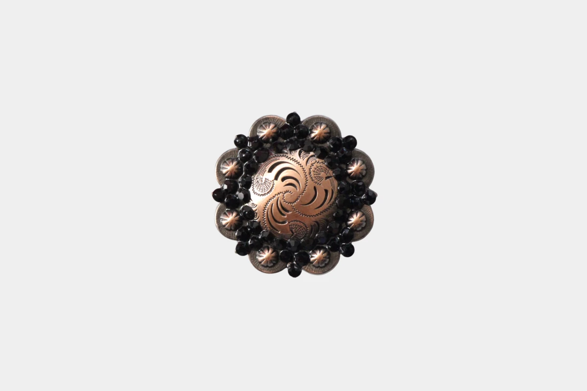 Cattlemans, GVR - Rhinestone concho crystal flower copper black, Strass, Kupfer, schwarz Cattlemans, GVR - Rhinestone concho crystal flower copper black, Strass, Kupfer, schwarz