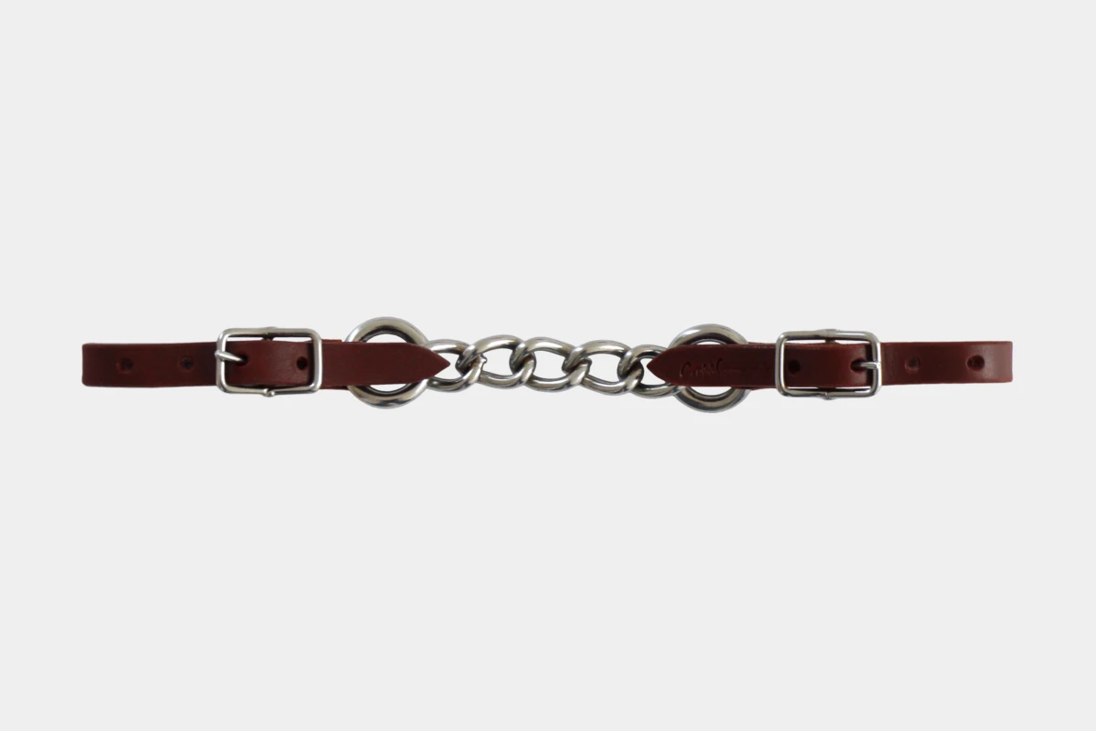 Cattlemans, GVR - Kinnkette schmal Premium Harnessleder, curb chain, slim, heavy twisted chain, harness leather Cattlemans, GVR - Kinnkette schmal Premium Harnessleder, curb chain, slim, heavy twisted chain, harness leather