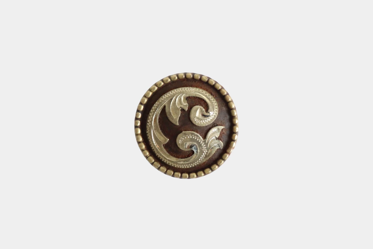 Cattlemans, GVR - Brown steel concho round flower, braun, Stahl Cattlemans, GVR - Brown steel concho round flower, braun, Stahl