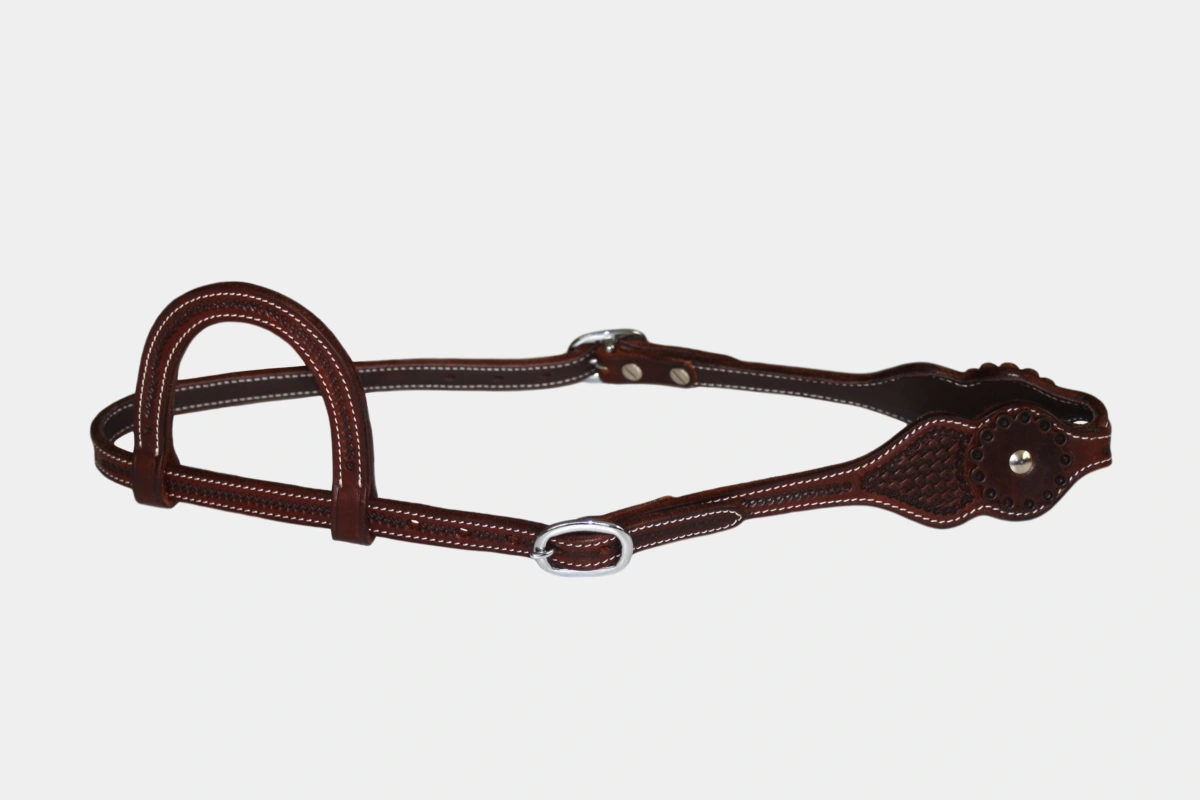 Cattlemans, GVR - Einohr bell shape basket tooling, Westerntrense, Quarter Horse, one ear, dark chestnut Cattlemans, GVR - Einohr bell shape basket tooling, Westerntrense, Quarter Horse, one ear, dark chestnut