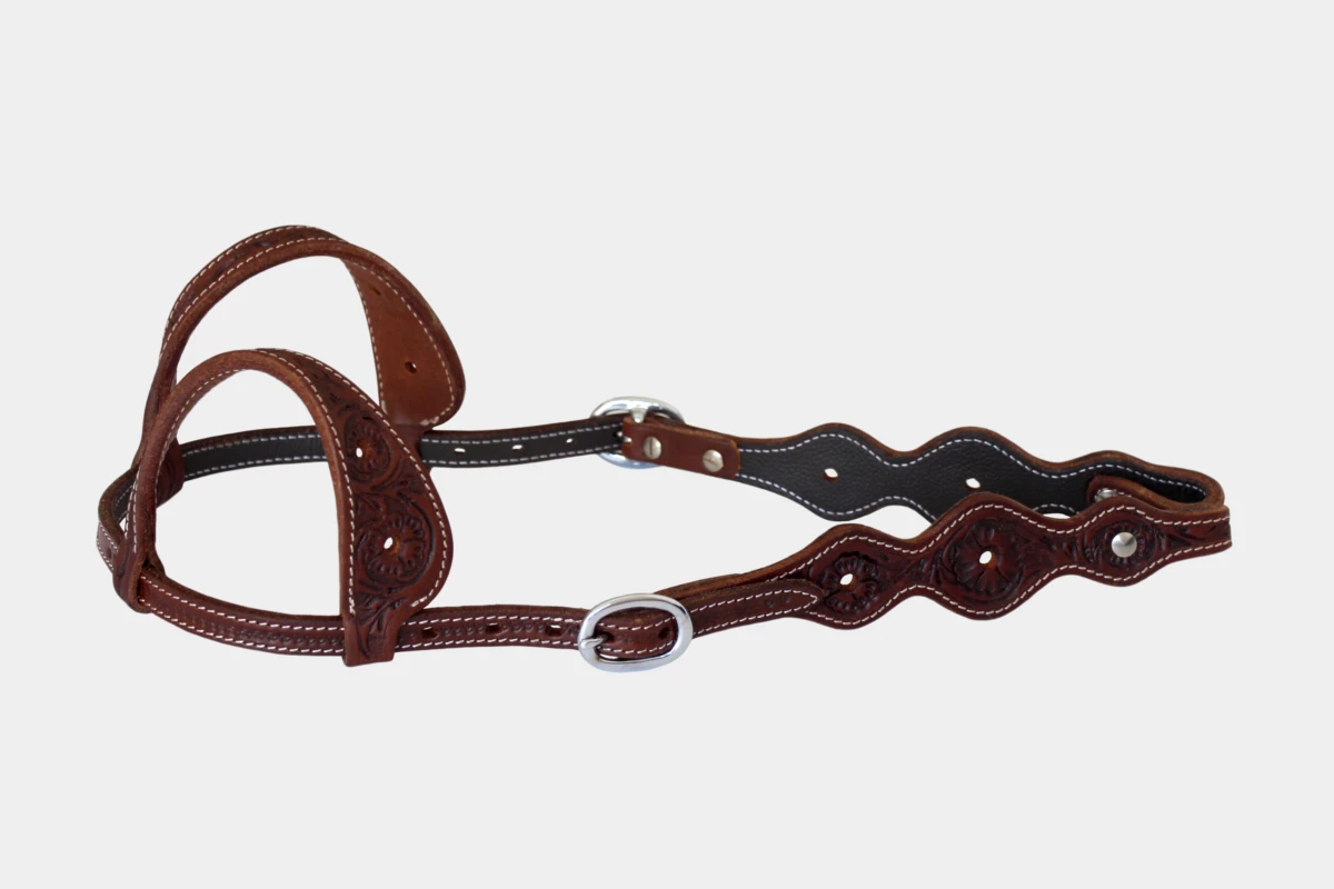 Cattlemans, GVR - Zweiohr fivefold flower tooling, Westerntrense, Quarter Horse, two ear, antique dark chestnut Cattlemans, GVR - Zweiohr fivefold flower tooling, Westerntrense, Quarter Horse, two ear, antique dark chestnut