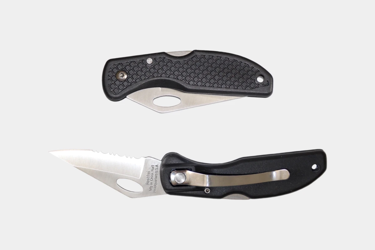Roper Knife mit Metal Gürtelclip, Messer, stainless steel, Edelstahl, belt clip, black, schwarz