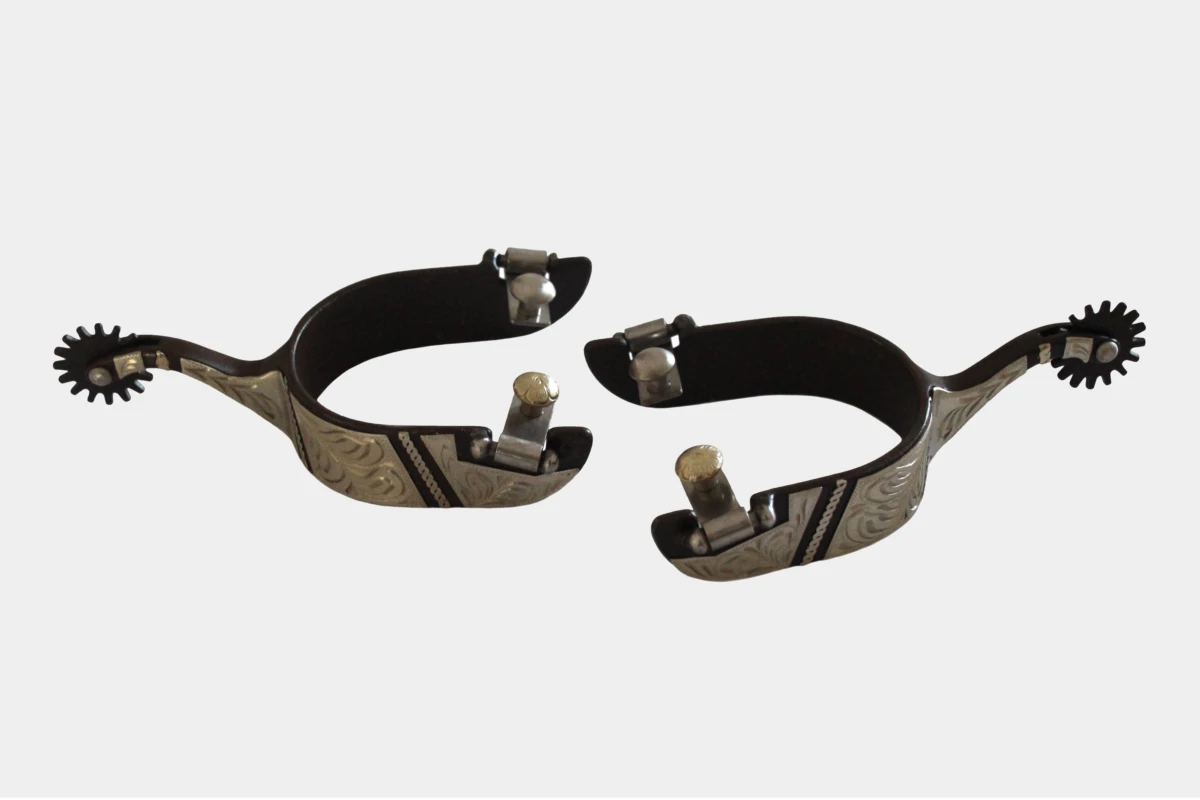 Sporen brown steel rope and silver, spurs, versilbert, Stahl Sporen brown steel rope and silver, spurs, versilbert, Stahl