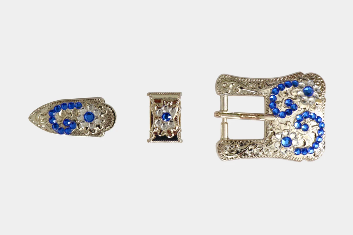 Cattlemans, GVR - Buckle set crystal sapphire, loop, tip, Schnalle, Strass, saphir, blau, blue Cattlemans, GVR - Buckle set crystal sapphire, loop, tip, Schnalle, Strass, saphir, blau, blue