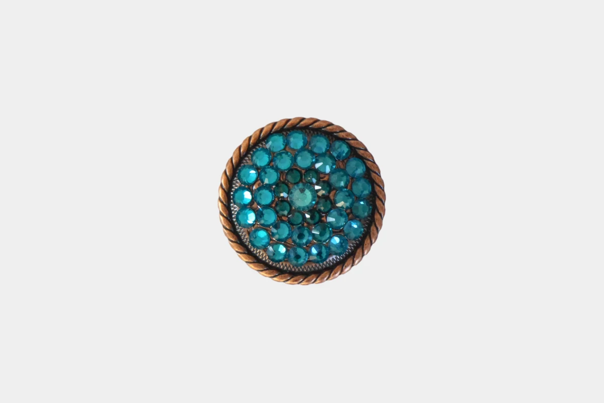 Cattlemans, GVR - Rhinestone concho crystal full copper turquoise, Strass, Kupfer, tuerkis Cattlemans, GVR - Rhinestone concho crystal full copper turquoise, Strass, Kupfer, tuerkis