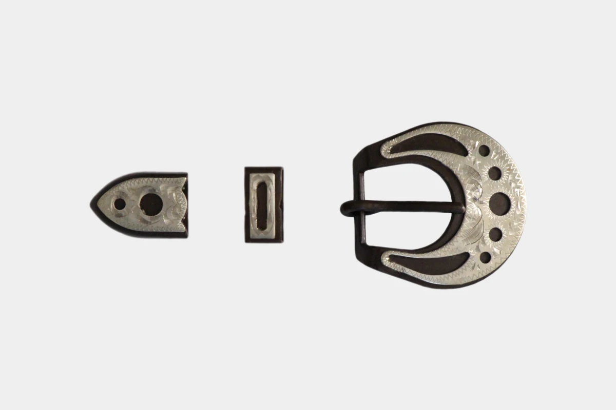 Cattlemans, GVR - Brown steel buckle set dot, loop, tip, Schnalle, braun, Stahl Cattlemans, GVR - Brown steel buckle set dot, loop, tip, Schnalle, braun, Stahl