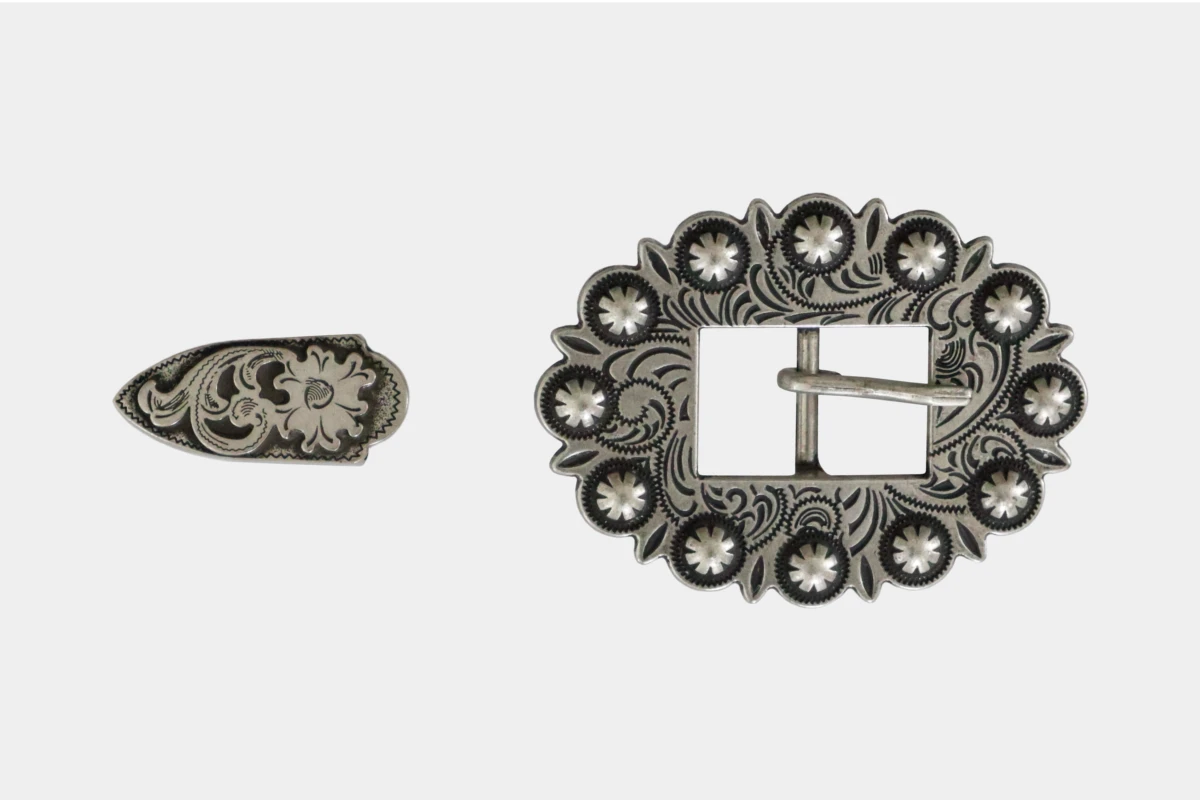 Cattlemans, GVR - Buckle antique silver dots, Schnalle, Silber