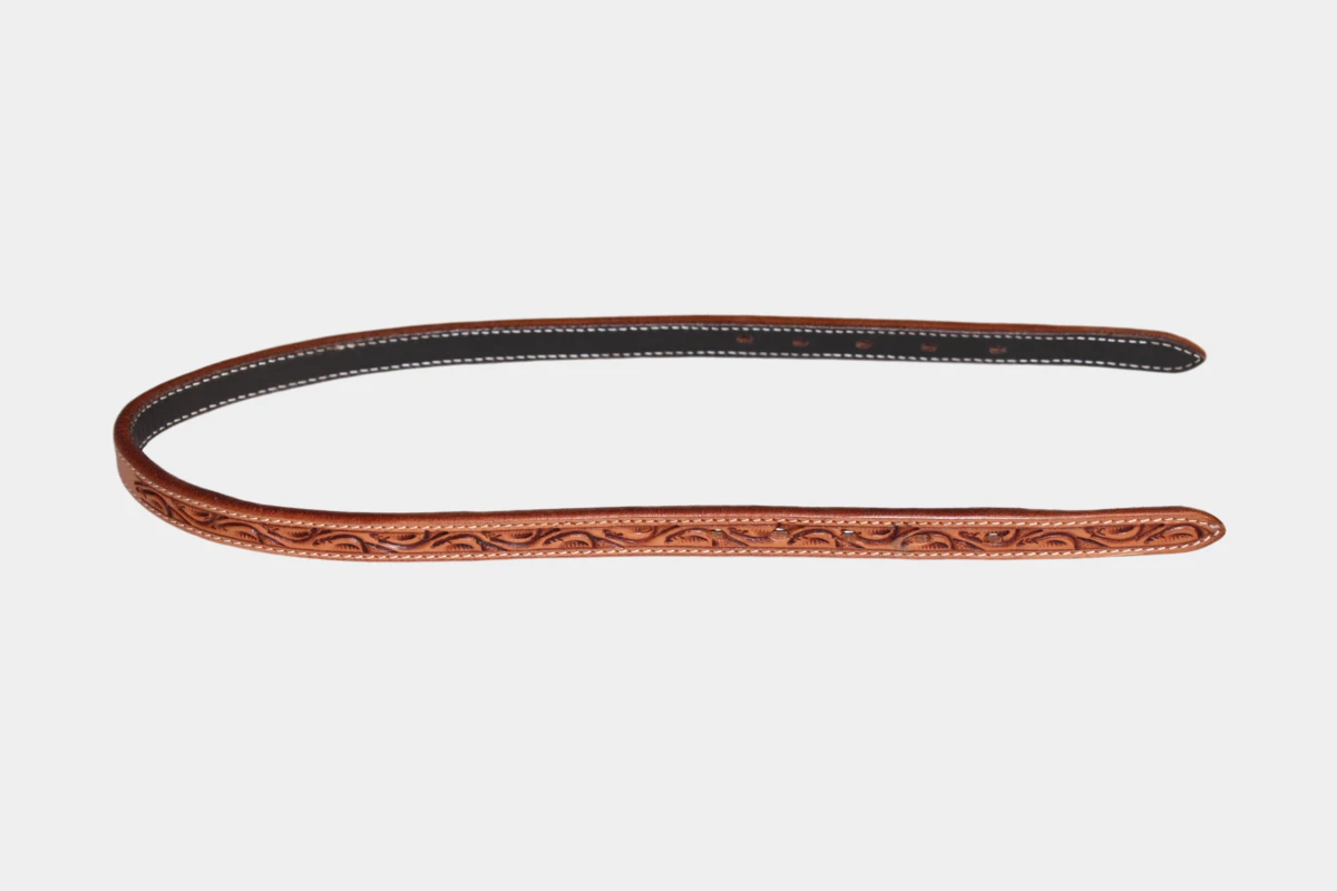 Cattlemans, GVR - Genickriemen breit leaf tooling, 75 cm, crown, leather, Leder, antique russet