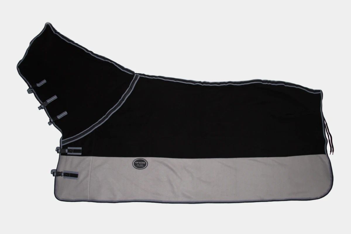 Top Score - Abschwitzdecke mit Halsteil, zweifarbig, blanket, cooler, fleece, vlies, neck part, black, schwarz, grey, grau Top Score - Abschwitzdecke mit Halsteil, zweifarbig, blanket, cooler, fleece, vlies, neck part, black, schwarz, grey, grau