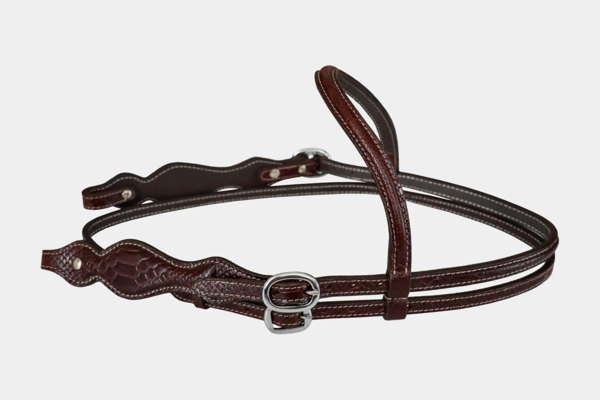 Cattlemans, GVR - Stirnband scalloped sting Snake Collection, Show, Westerntrense, Quarter Horse, browband, dark chestnut