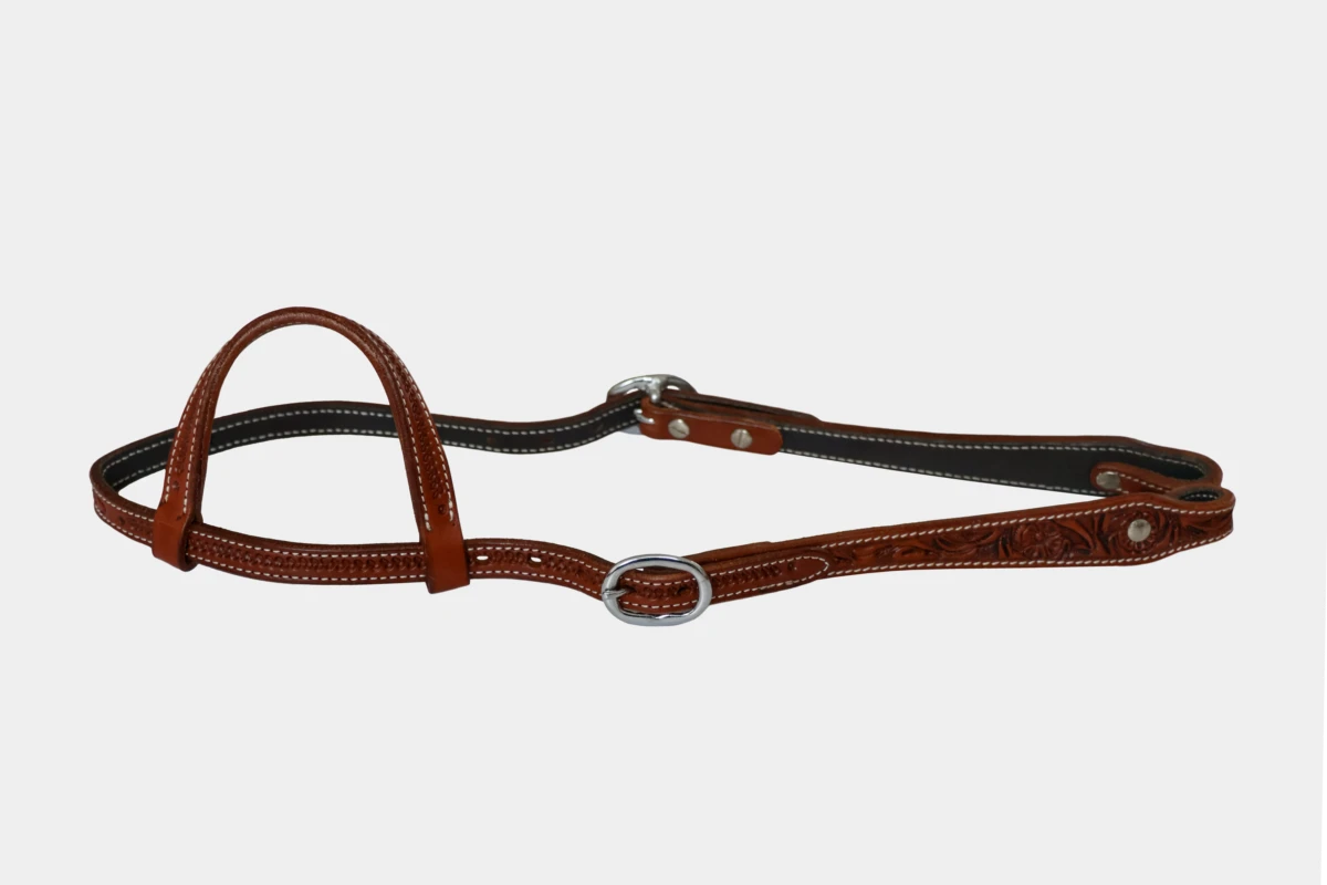 Cattlemans, GVR - Einohr small teardrop flower tooling and twisted ears, Westerntrense, Quarter Horse, one ear, antique chestnut