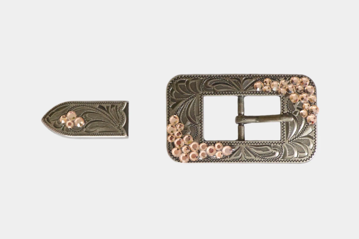 Cattlemans, GVR - Buckle set crystal square antique peach, tip, Schnalle, Strass, pfirsich, orange Cattlemans, GVR - Buckle set crystal square antique peach, tip, Schnalle, Strass, pfirsich, orange