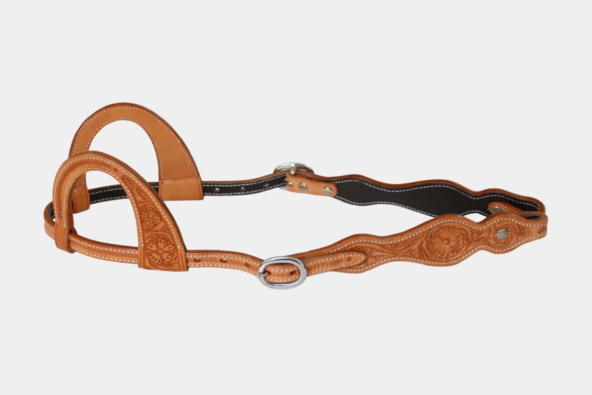 Cattlemans, GVR - Zweiohr double curved flower tooling, Westerntrense, Quarter Horse, two ear, russet