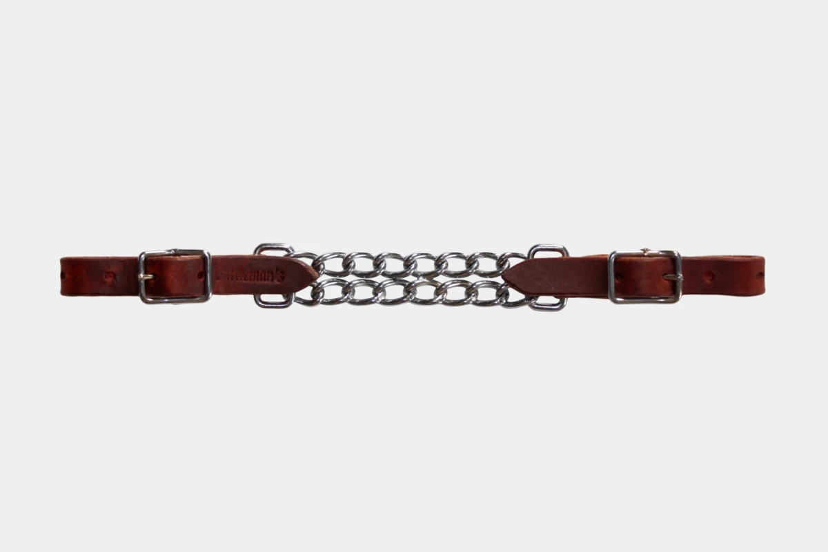 Cattlemans, GVR - Kinnkette breit Premium Harnessleder, curb chain, wide, double chain, harness leather Cattlemans, GVR - Kinnkette breit Premium Harnessleder, curb chain, wide, double chain, harness leather