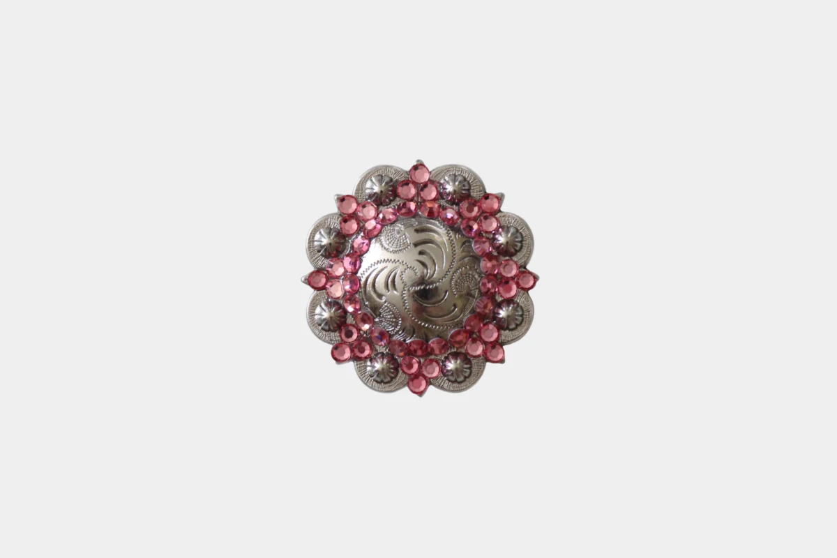 Cattlemans, GVR - Rhinestone concho crystal flower pink, Strass, rosa Cattlemans, GVR - Rhinestone concho crystal flower pink, Strass, rosa