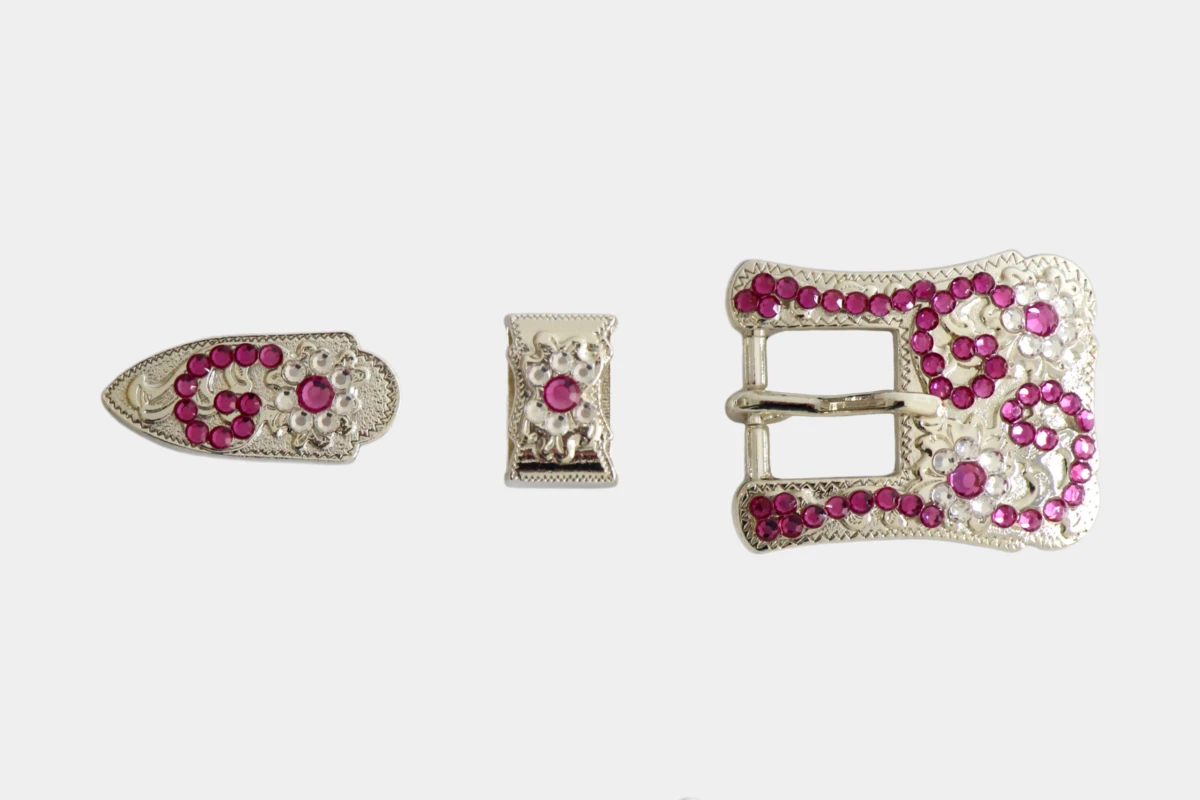 Cattlemans, GVR - Buckle set crystal rose, schnalle, loop, tip, Strass, rosa Cattlemans, GVR - Buckle set crystal rose, schnalle, loop, tip, Strass, rosa