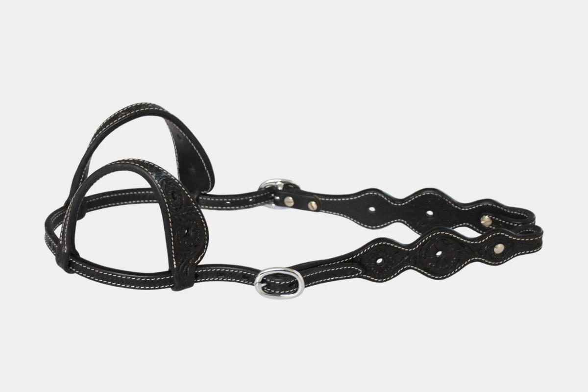 Cattlemans, GVR - Zweiohr fivefold flower tooling, Westerntrense, Quarter Horse, two ear, black Cattlemans, GVR - Zweiohr fivefold flower tooling, Westerntrense, Quarter Horse, two ear, black