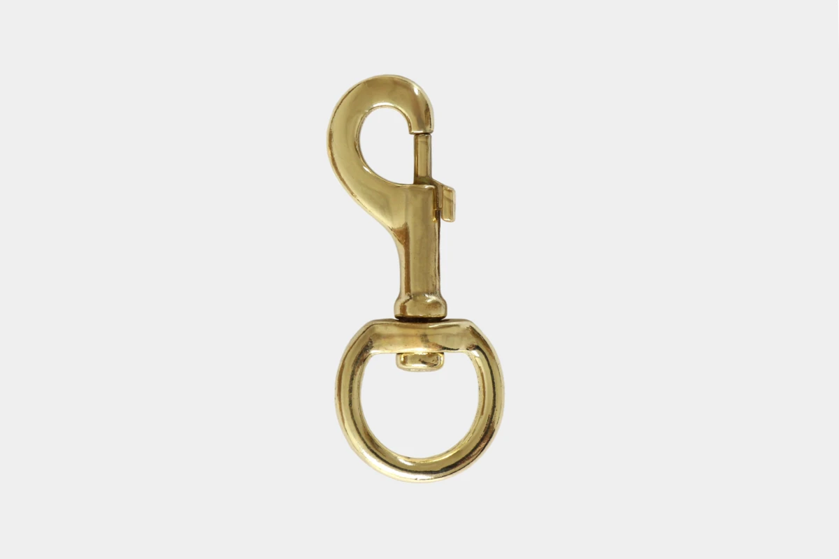 Cattlemans, GVR - Karabinerhaken mit Wirbel aus poliertem Messing, slot snap, brass Cattlemans, GVR - Karabinerhaken mit Wirbel aus poliertem Messing, slot snap, brass