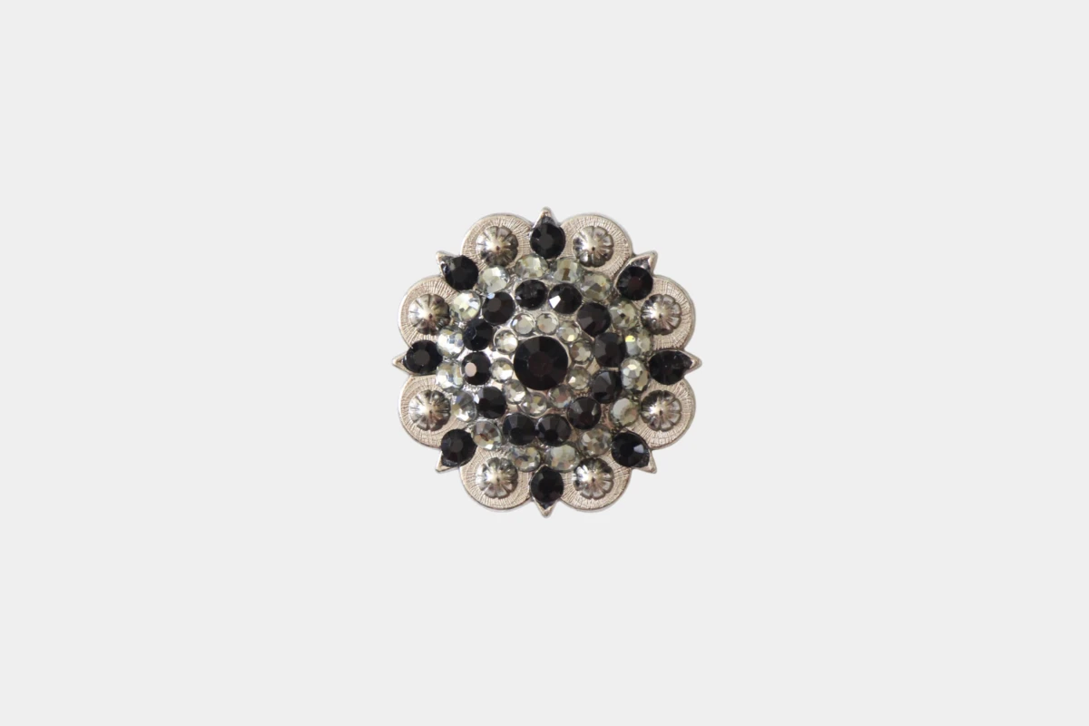 Cattlemans, GVR - Rhinestone concho crystal black, Strass, schwarz