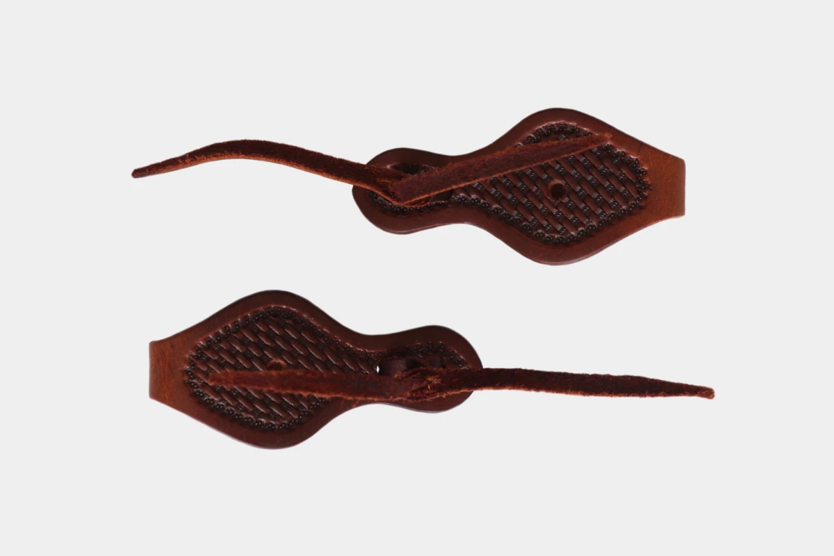 Cattlemans, GVR - Rein straps with straight backside basket tooling, Leder, leather, dark chestnut