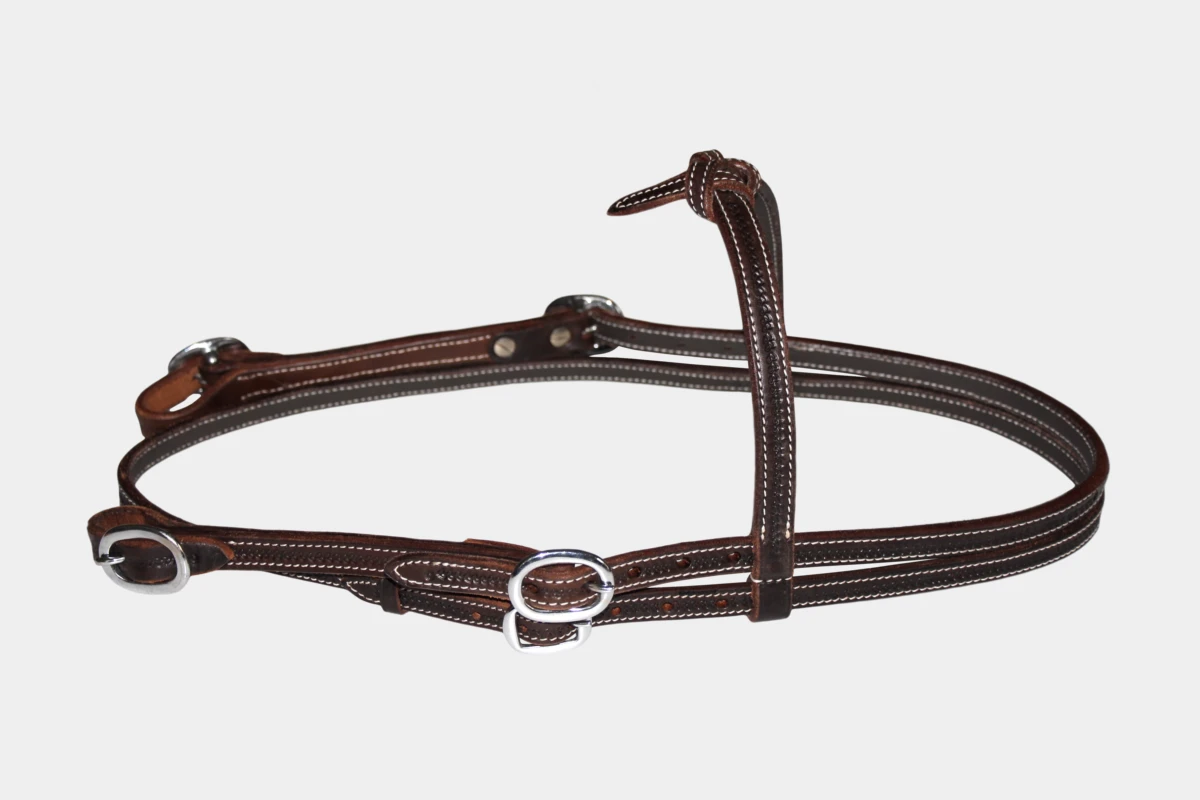 Cattlemans, GVR - Knotenstirnband futurity buckle end grain tooling, Westerntrense, Quarter Horse, knotted browband, brown
