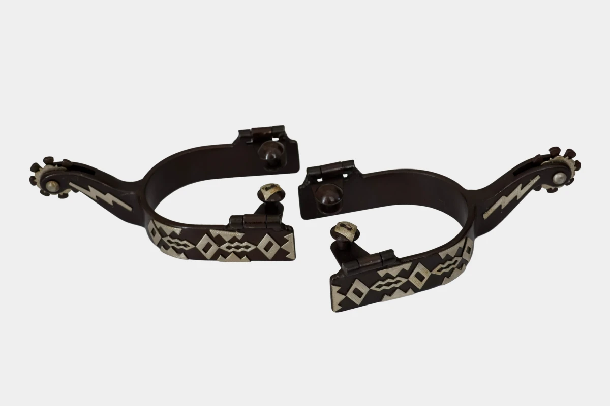 Sporen brown steel diamond, spurs, versilbert, Stahl