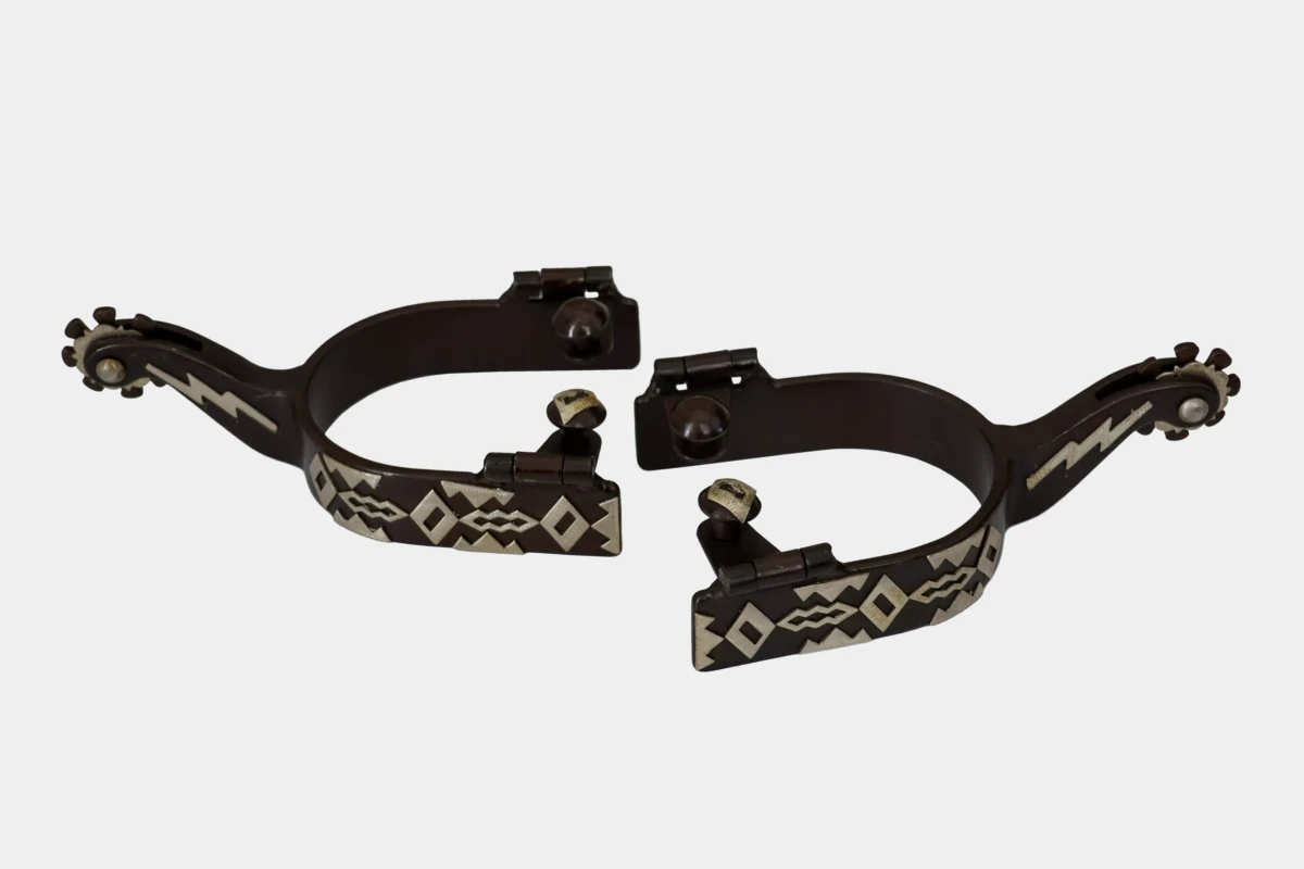 Sporen brown steel diamond, spurs, versilbert, Stahl