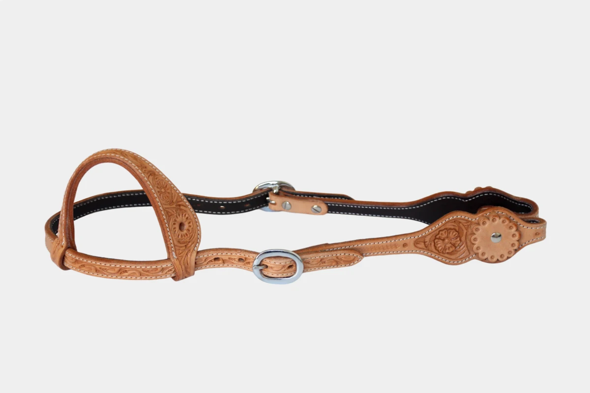 Cattlemans, GVR - Einohr double bell shape flower tooling, Westerntrense, Quarter Horse, one ear, russet Cattlemans, GVR - Einohr double bell shape flower tooling, Westerntrense, Quarter Horse, one ear, russet