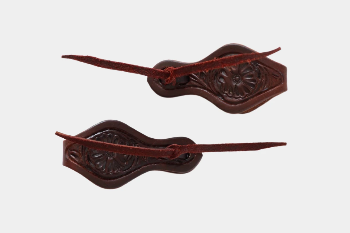 Cattlemans, GVR - Rein straps flower tooling, Leder, leather, dark chestnut