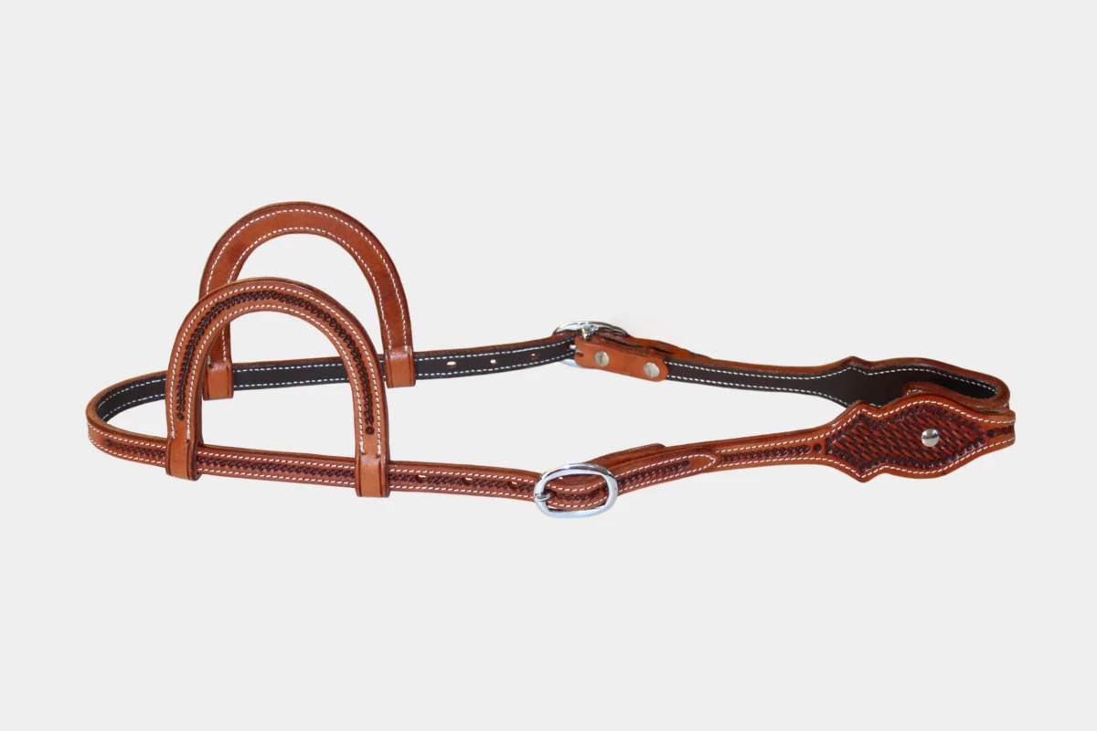 Cattlemans, GVR - Zweiohr scalloped basket tooling, Westerntrense, Quarter Horse, two ear, antique chestnut