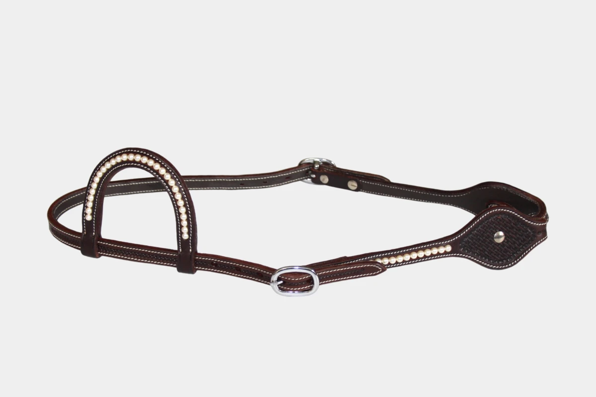 Cattlemans, GVR - Einohr oval Swarovski pearls basket tooling, Show, Westerntrense, Quarter Horse, one ear, Perlen, brown Cattlemans, GVR - Einohr oval Swarovski pearls basket tooling, Show, Westerntrense, Quarter Horse, one ear, Perlen, brown