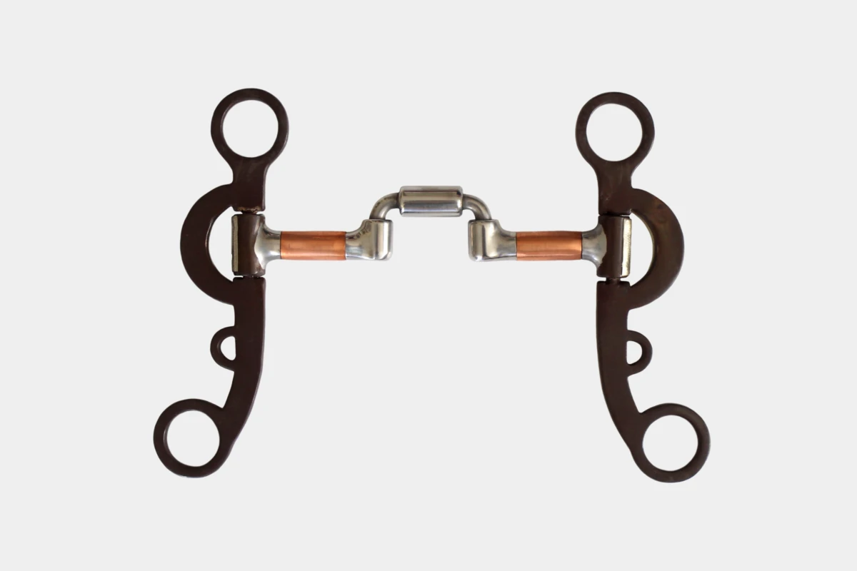 Pro Stuff - Low port hinged Correction Bit black steel, short shanks, Silber, silber, copper rolls, Kupferrollen, Stahl