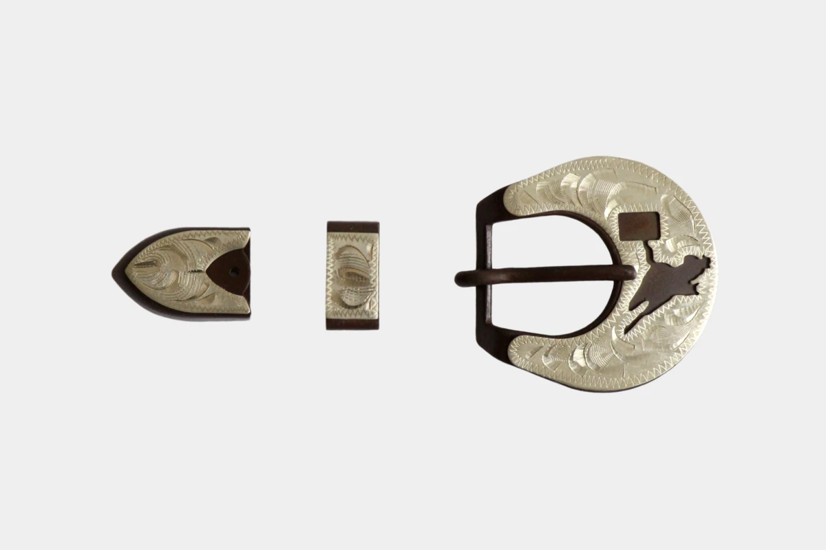 Cattlemans, GVR - Brown steel buckle set barrel, loop, tip, Schnalle, braun, Stahl Cattlemans, GVR - Brown steel buckle set barrel, loop, tip, Schnalle, braun, Stahl
