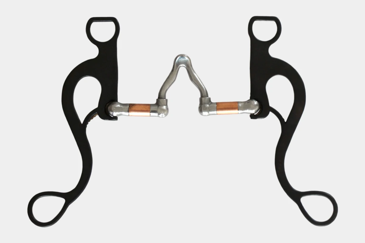 Pro Stuff - Correction Bit cathedral brown steel silver dots, long shanks, Show, Gebiss, copper rolls, Kupferrollen, Silber, braun, Stahl